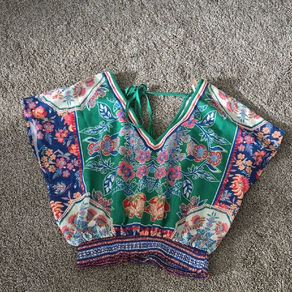 Flying Tomato Tops - Flying Tomato Multicolor Floral Blouse Size Small